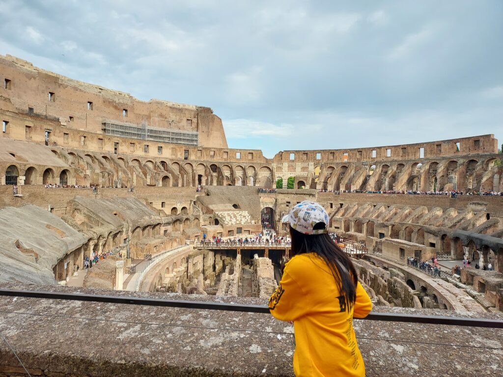 Inside the Colosseum, overlooking the arena. (Rome, Italy)