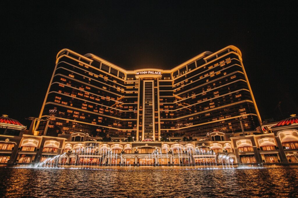 High-rise building during the night in Macau